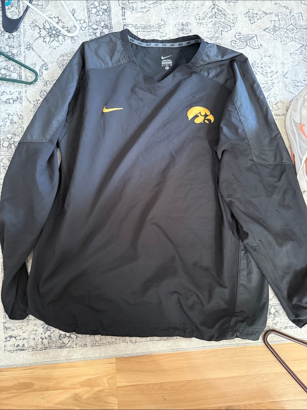 Nike Black Windbreaker with Gold Iowa Hawkeyes Logos